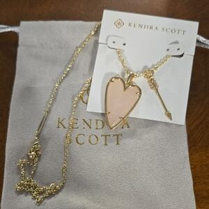 Kendra Scott Gold Necklace with Pink Heart Pendant